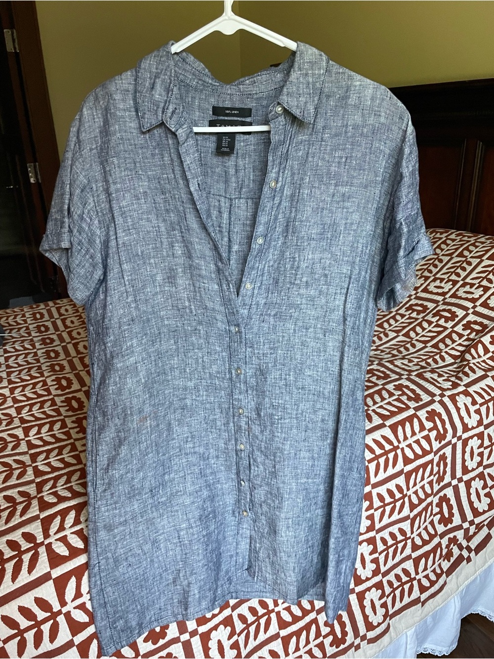 Tahari 100% Linen Shirt Dress Button-Down